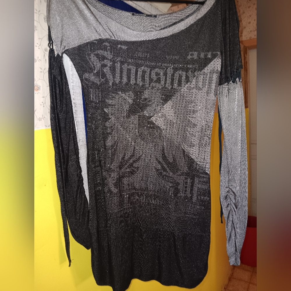 Salvage Chic "KINGSTOWN" Graphic Dress. S But Would Def Fit Larger. New No Flaws